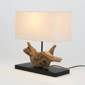 Holländer Stolní lampa Lipari, barva dřeva/béžová, výška 41 cm, len obraz