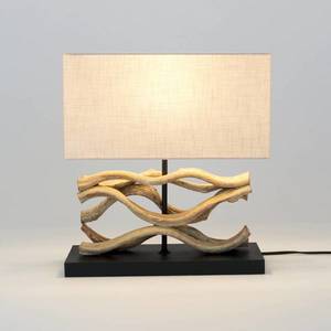 Holländer Stolní lampa Panarea, barva dřeva/béžová, výška 42 cm, dřevo obraz