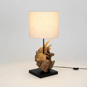 Holländer Stolní lampa Filicudi, béžová/dřevěná barva, výška 60 cm, plátno obraz