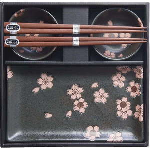 6dílný set šedého keramického nádobí na sushi MIJ Sakura obraz