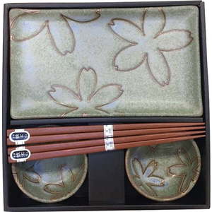 6dílný set zeleného keramického nádobí na sushi MIJ obraz