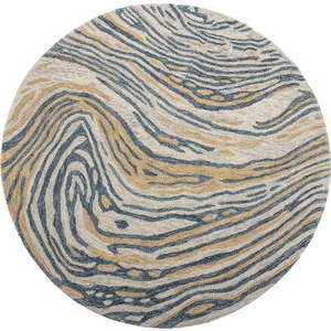 Modro-hnědý vlněný kulatý koberec ø 120 cm Tiger – Bloomingville obraz