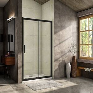 H K Luxusní posuvné sprchové dveře ALTO BLACK 116- 120x195cm L/P se Soft close zavíráním SE-ALTOBLACK120SET obraz