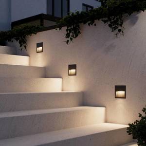Lucande Lucande LED vestavné nástěnné svítidlo Loya, čtvercové, šedé, venkovní obraz