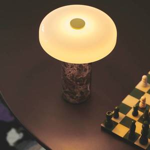 DESIGN BY US Nabíjecí stolní lampa Trip LED, hnědá / bílá, mramor, sklo, IP44 obraz