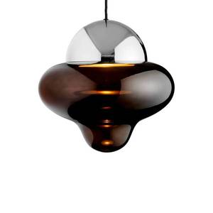 DESIGN BY US Závěsné svítidlo LED Nutty XL, hnědá / chromová barva, Ø 30 cm obraz