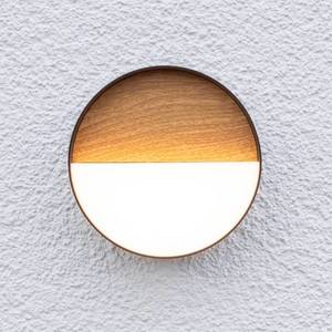 Eco-Light LED dobíjecí venkovní nástěnné světlo Meg, barva dřeva, Ø 15 cm obraz