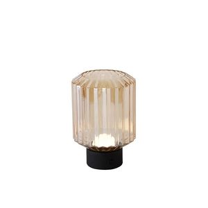 Moderne tafellamp zwart met amber glas oplaadbaar - Millie obraz