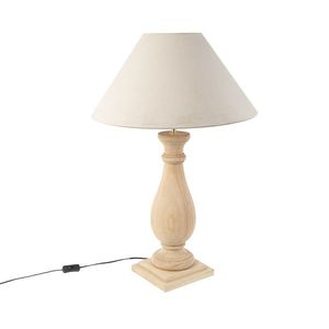 Venkovská stolní lampa ze dřeva se sametovým tupým odstínem - Lopuch obraz