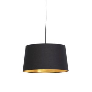 Závěsná lampa s bavlněným stínidlem černá se zlatem 40 cm - Combi obraz