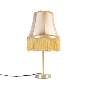 Klasická stolní lampa mosazná s odstínem Granny zlatá 30 cm - Simplo obraz