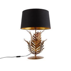 Stolní lampa zlatá s odstínem černé bavlny 40 cm - Botanica obraz