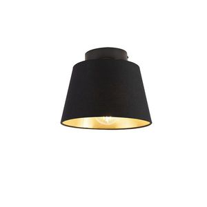 Stropní lampa s bavlněným stínidlem černá se zlatem 20 cm - černá Combi obraz