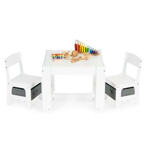 ECOTOYS Víceúčelový dětský stolek Burty se židlemi bílý obraz