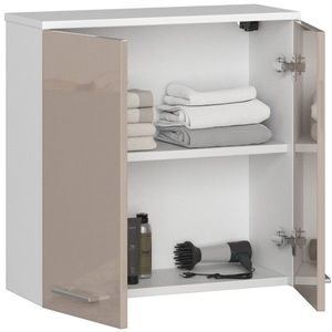 Ak furniture Závěsná koupelnová skříňka Fin 60 cm bílá/cappuccino lesk obraz