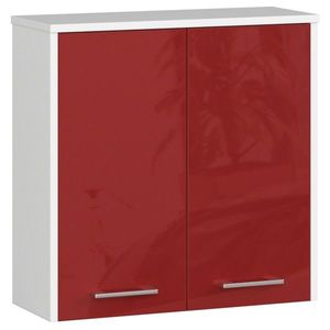 Ak furniture Závěsná koupelnová skříňka Fin 60 cm bílá/červená lesk obraz