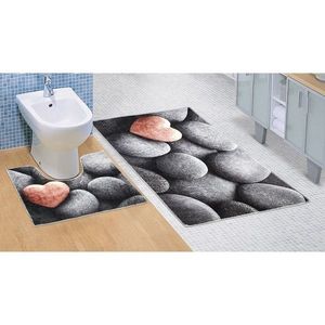 Bellatex Koupelnová předložka Tmavé kameny 3D, 60 x 100 + 60 x 50 cm obraz
