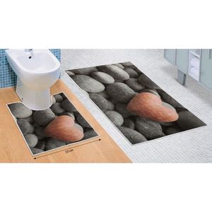 Bellatex Sada koupelnových předložek Tmavé kameny 3D, 60 x 100 cm, 50 x 60 cm obraz
