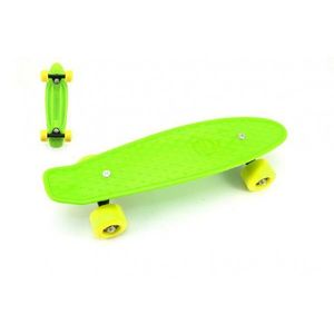 Teddies Skateboard pennyboard 43cm plastové osy zelená žlutá kola obraz