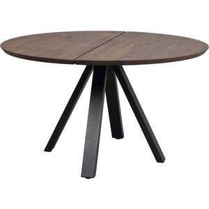 Tmavě hnědý kulatý jídelní stůl s deskou z dubového dřeva ø 130 cm Carradale – Rowico obraz