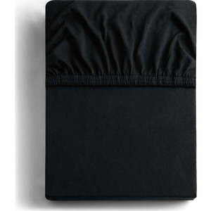 Černé elastické džersejové prostěradlo DecoKing Amber Collection, 200/220 x 200 cm obraz