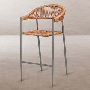Šedá/hnědá kovová zahradní barová židle Neska – LDK Garden obraz
