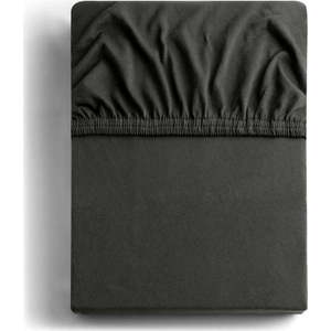 Tmavě šedé napínací prostěradlo jersey 120x200 cm Amber – DecoKing obraz