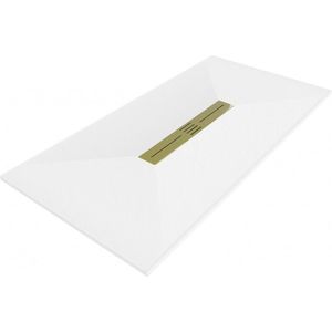 MEXEN/S Toro obdélníková sprchová vanička SMC 150 x 70, bílá, mřížka zlatá 43107015-G obraz