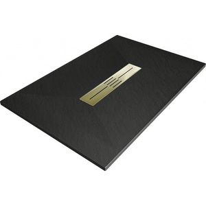MEXEN/S Toro obdélníková sprchová vanička SMC 100 x 70, černá, mřížka zlatá 43707010-G obraz