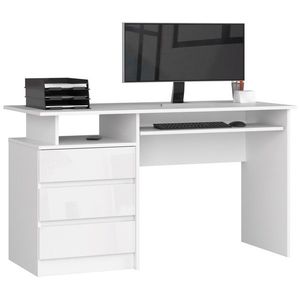 Ak furniture Volně stojící psací stůl CLP 135 cm bílý akryl vysoký lesk obraz