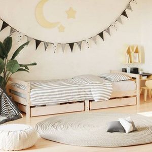 Dětská postel se zásuvkami 90 x 190 cm masivní borové dřevo obraz