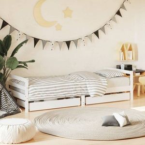 Dětská postel se zásuvkami bílá 90x200 cm masivní borové dřevo obraz