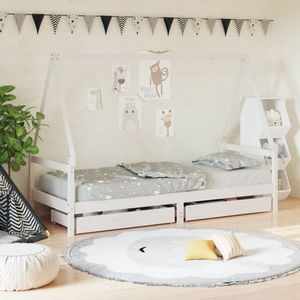 Dětská postel se zásuvkami bílá 80x200 cm masivní borové dřevo obraz