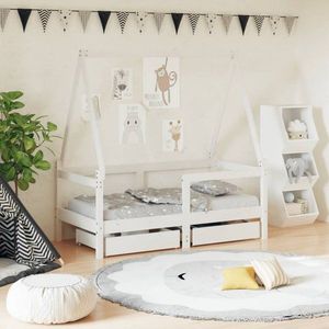 Dětská postel se zásuvkami bílá 70x140 cm masivní borové dřevo obraz