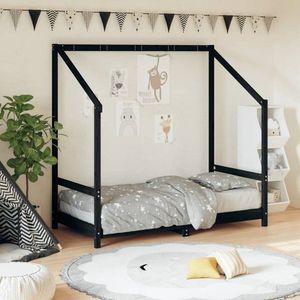 Dětská postel černá 80 x 160 cm masivní borové dřevo obraz