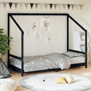 Dětská postel černá 90 x 200 cm masivní borové dřevo obraz