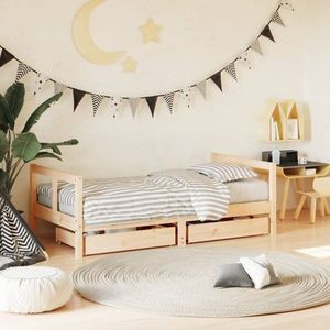 Dětská postel se zásuvkami 80 x 160 cm masivní borové dřevo obraz