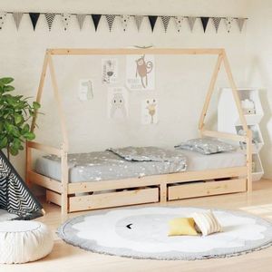 Dětská postel se zásuvkami 90 x 190 cm masivní borové dřevo obraz