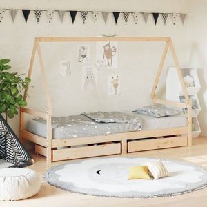 Dětská postel se zásuvkami 90 x 200 cm masivní borové dřevo obraz