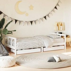 Dětská postel se zásuvkami bílá 90x200 cm masivní borové dřevo obraz