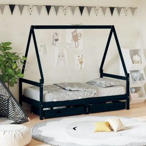 Dětská postel se zásuvkami černá 80x160 cm masivní borové dřevo obraz