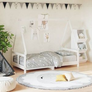 Dětská postel bílá 80 x 160 cm masivní borové dřevo obraz