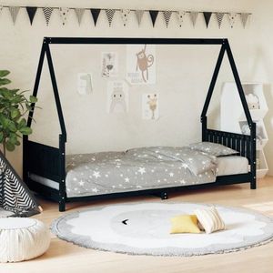 Dětská postel černá 80 x 200 cm masivní borové dřevo obraz