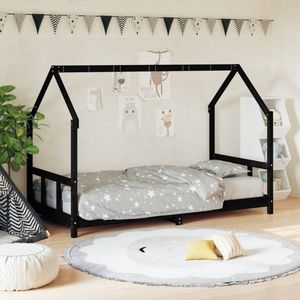 Dětská postel černá 90 x 190 cm masivní borové dřevo obraz