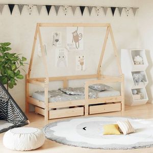 Dětská postel se zásuvkami 70 x 140 cm masivní borové dřevo obraz