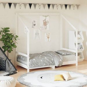 Dětská postel bílá 80 x 160 cm masivní borové dřevo obraz