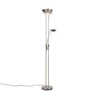 Stojací lampa z oceli s lampou na čtení vč. LED a stmívače - Diva 2 obraz