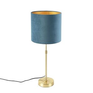 Stolní lampa zlatá / mosazná s velurovým odstínem modré 25 cm - Parte obraz