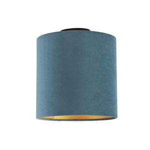 Stropní lampa s velurovým odstínem modrá se zlatem 25 cm - černá Combi obraz
