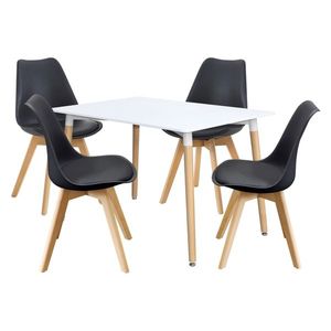 Jídelní SET stůl FARUK 120 x 80 cm + 4 židle TALES, bílá/černá obraz